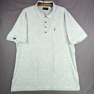 William Murray Performance Polo Teal Sports Graphic Shirt Men's XL